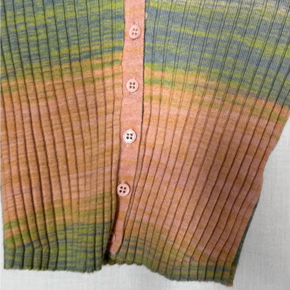 Urban Outfitters Womens Multicolor Ribbed Knit Top Fitted Sz XS Y2K ASO - Picture 4 of 9